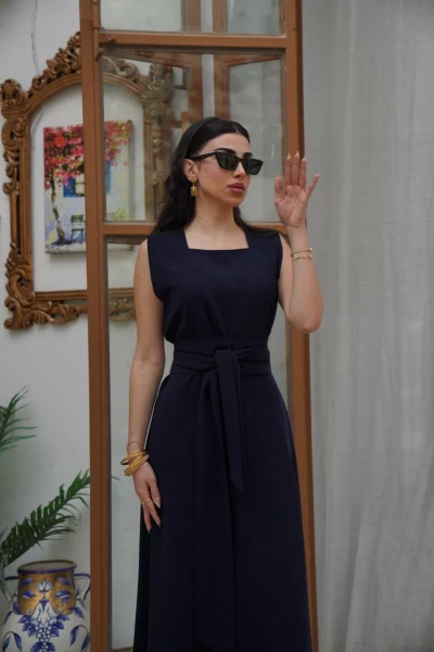 Navy Crepe Dress IB1033